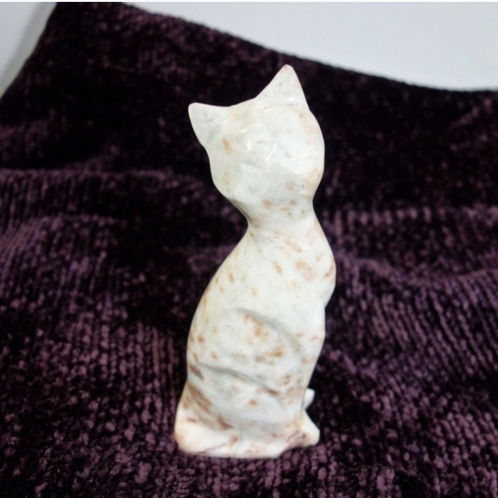 [Vintage] Mid Century Marble Cat Sculpture Stone
